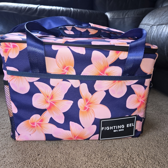 Fighting Eel Blue and Pink Floral Tote Bag